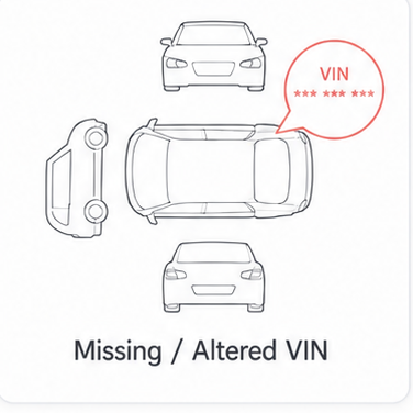 Повреждение автомобиля: Missing/Altered Vin